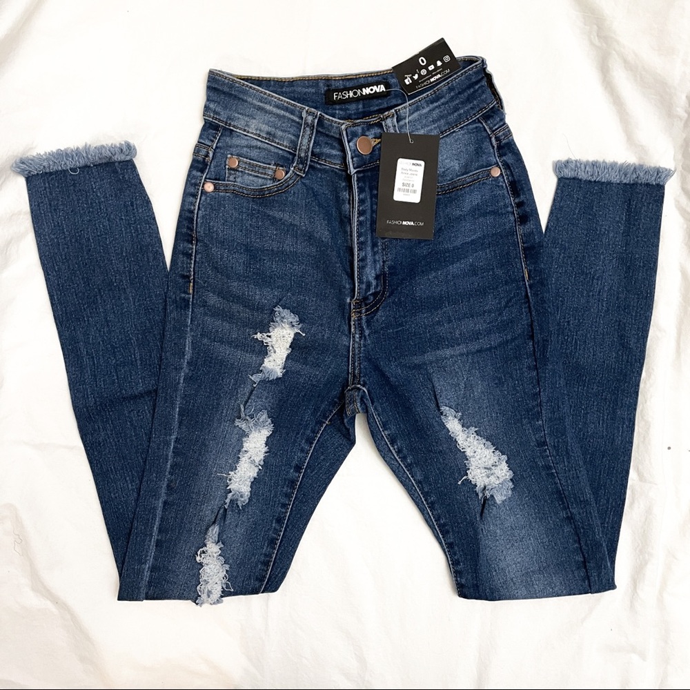 Fashion Nova Distressed Skinny Jeans (NWT)
